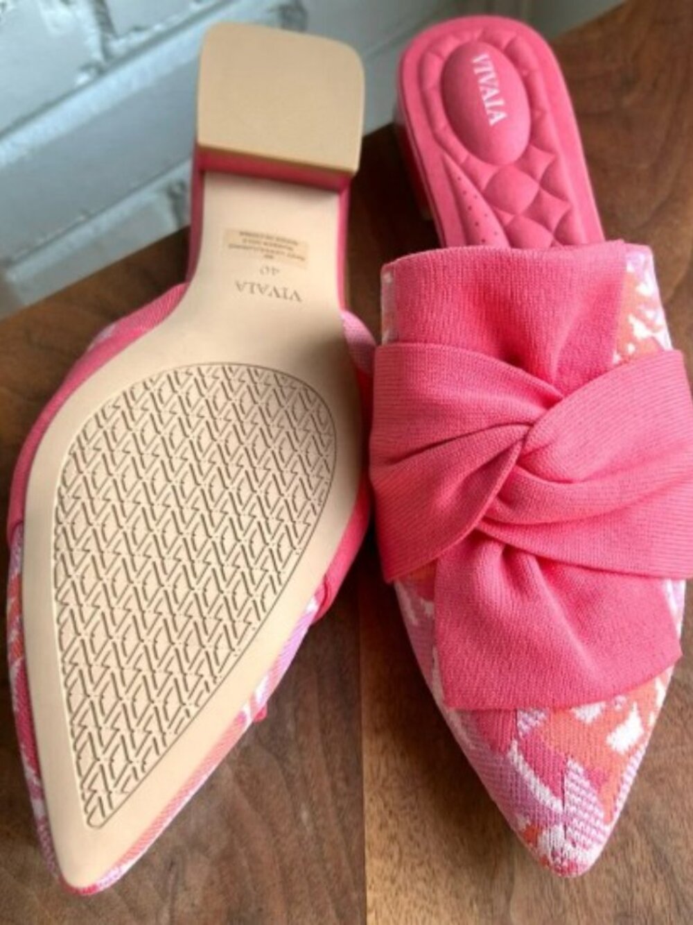 NEW Vivaia Pointed-Toe Knot Sandals (Yaffa Pro) in Coral Tropical 9.5 (41) - Picture 6 of 7